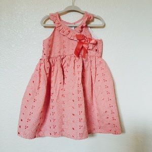 SOLD 3T Boutique Pink + White Dress with Ruffled Collar
